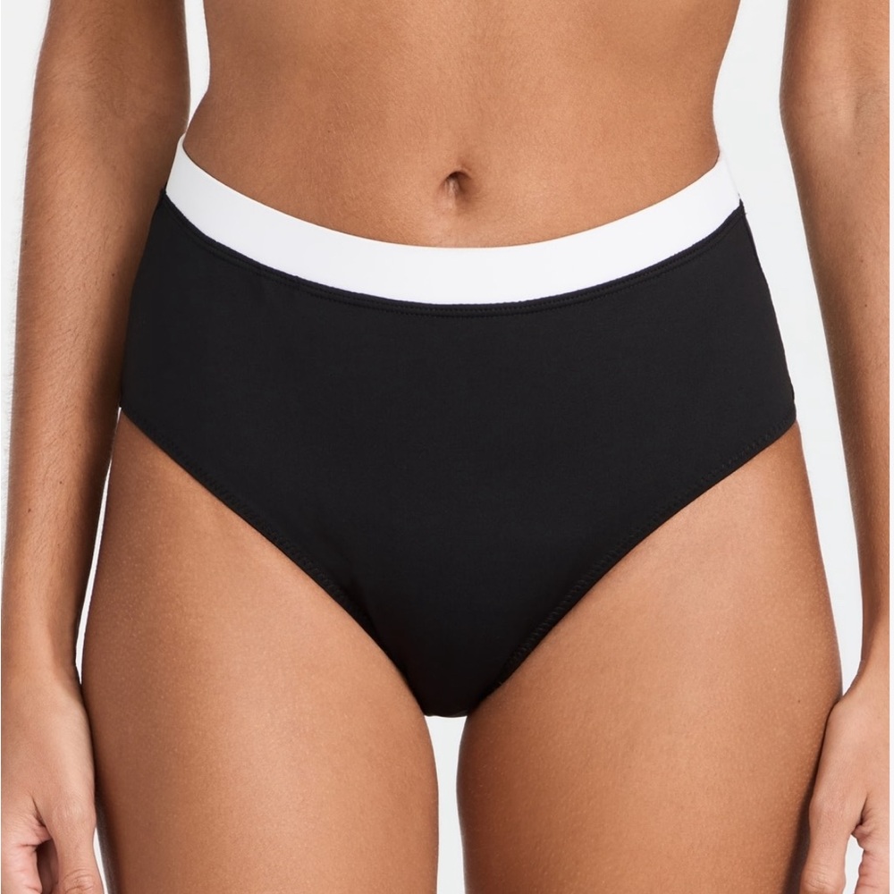 STAUD DEVON HIGH RISE BIKINI BOTTOM black white XS